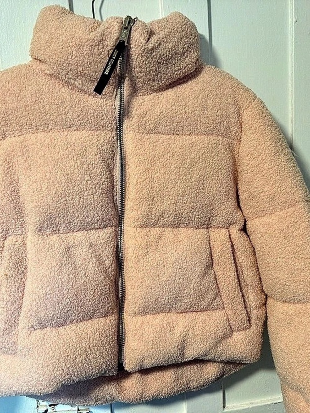 Juicy Couture Pink Color Block Puffer Jacket Size Small Like New